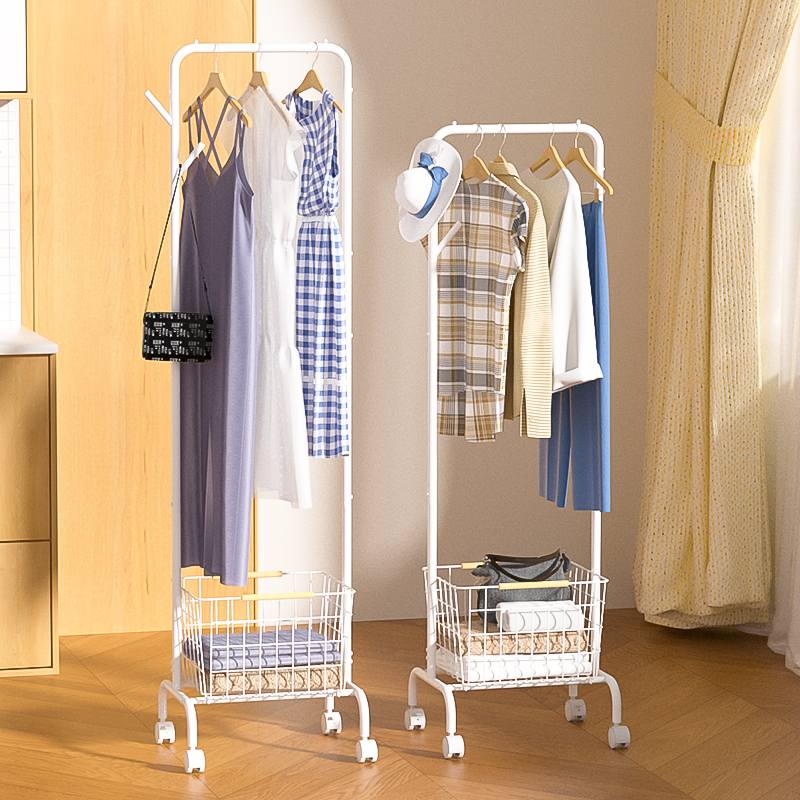 Giá phơi quần áo đứng trên sàn di động | Sắt sơn tĩnh điện, kho chứa hàng may mặc đa vùng
