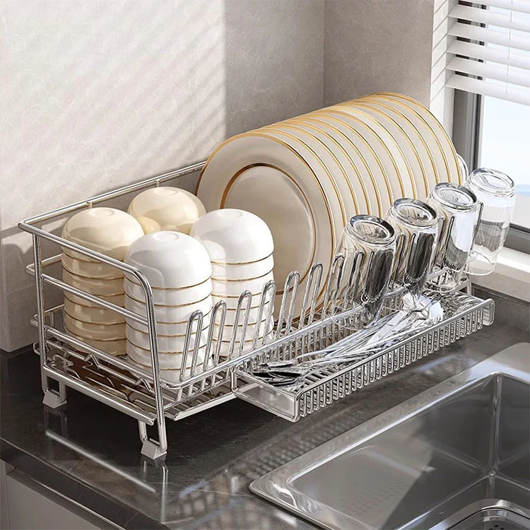 Giá để bát đĩa bằng thép không gỉ có thể điều chỉnh không cần lắp ráp