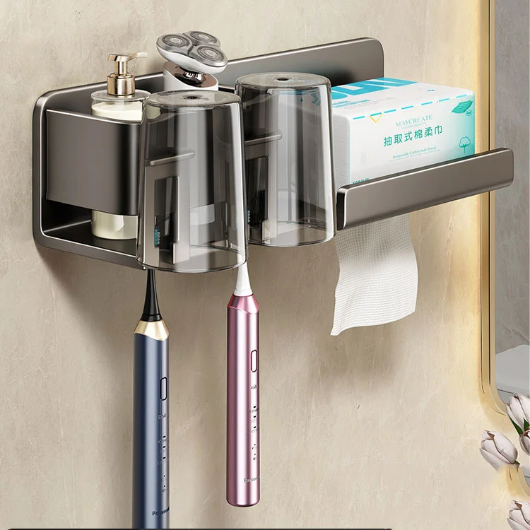 Giá đỡ bàn chải đánh răng treo tường bằng kim loại không cần khoan